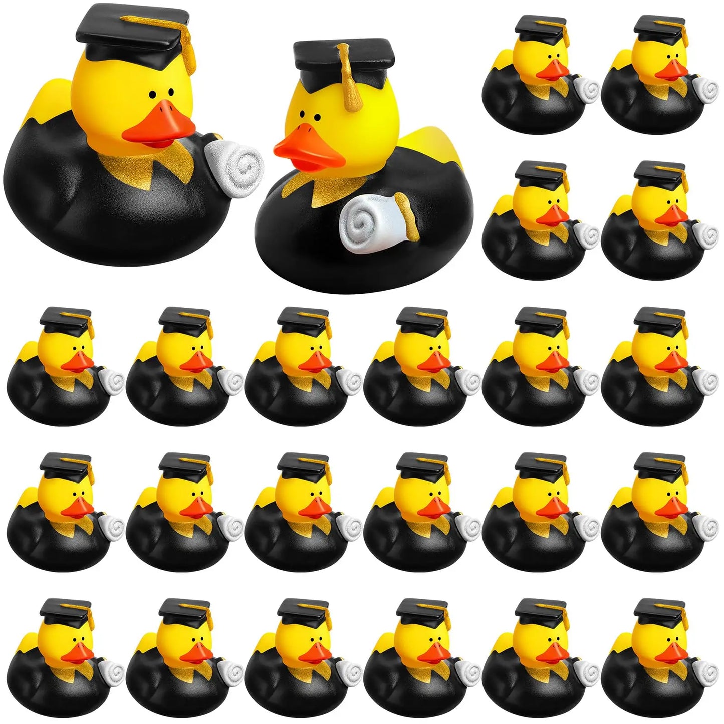 24 Pcs Graduation Rubber Ducks 2025 Grad Silicone Duck Bulk Graduation Small Rubber Animal Gift Cake Topper for Teacher