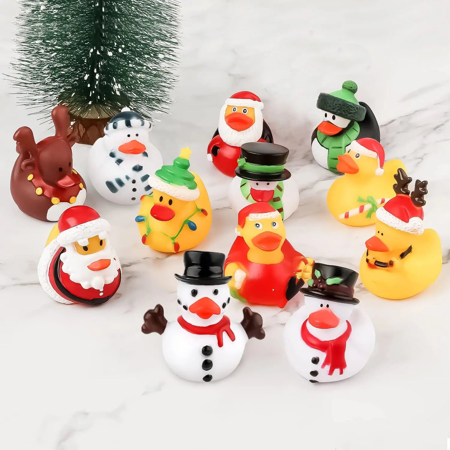 2/6/12PC Christmas Rubber Ducks, Rubber Ducky Toys Cute Holiday Rubber Ducks Ducking for Holiday Celebrations Party