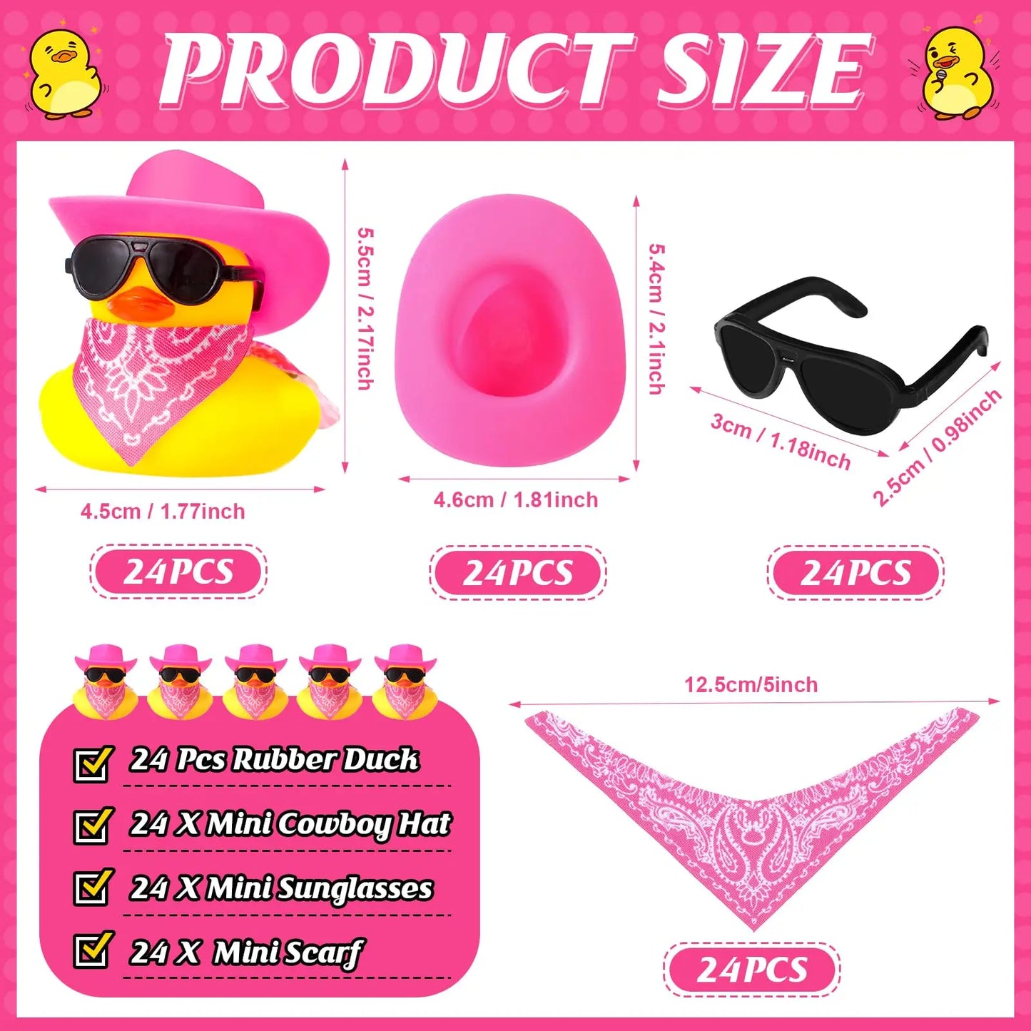 6/12/24/48 Set Cowboy Rubber Duck Mini Yellow Duckies Party Toy Tiny Ducks Toy for Summer Birthday Swimming Party Favor