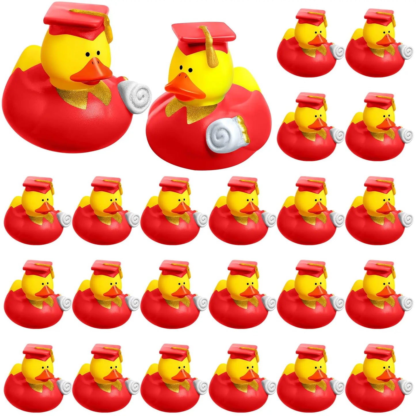 24 Pcs Graduation Rubber Ducks 2025 Grad Silicone Duck Bulk Graduation Small Rubber Animal Gift Cake Topper for Teacher
