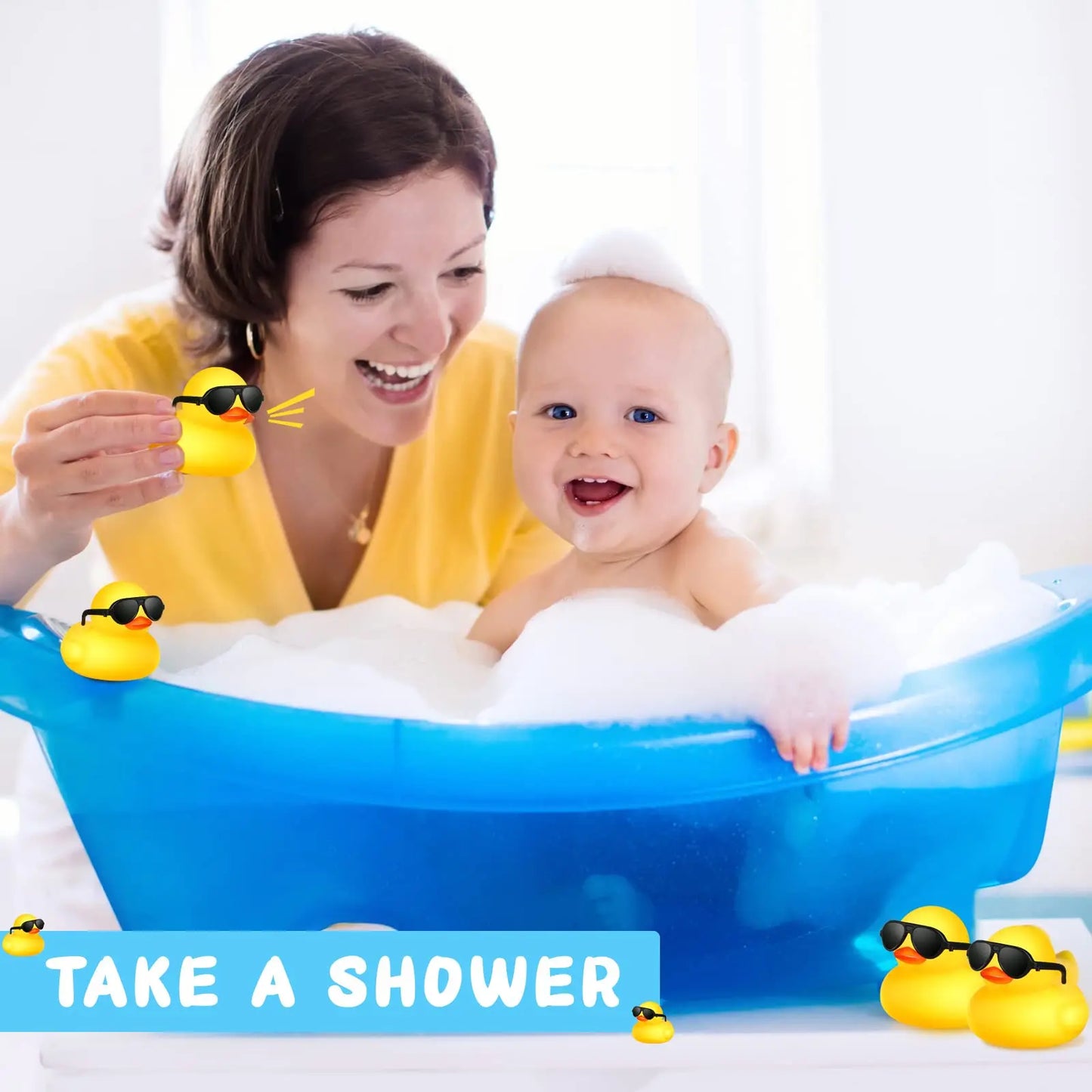1-100pcs Yellow Mini Rubber Ducks in Bulk with Sunglasses Duck Gifts Mini Bath Ducks Small Duck Float Pool Ducks Bulk Toys