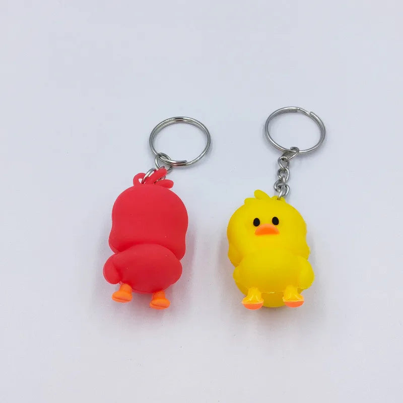 Cute Little Yellow Duck Key Chain Dancing Duck Keychain Couples Women Friend Gift Bag Pendant Accessory Keyring Accessories