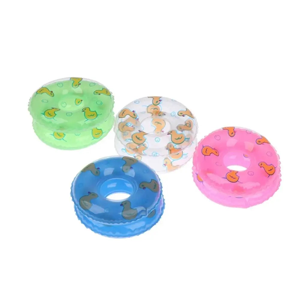 PVC Dollhouse Miniature Swimming Ring Dolls Accessories Inflatable Mini Rings Swimming Toy DIY Yellow Duck