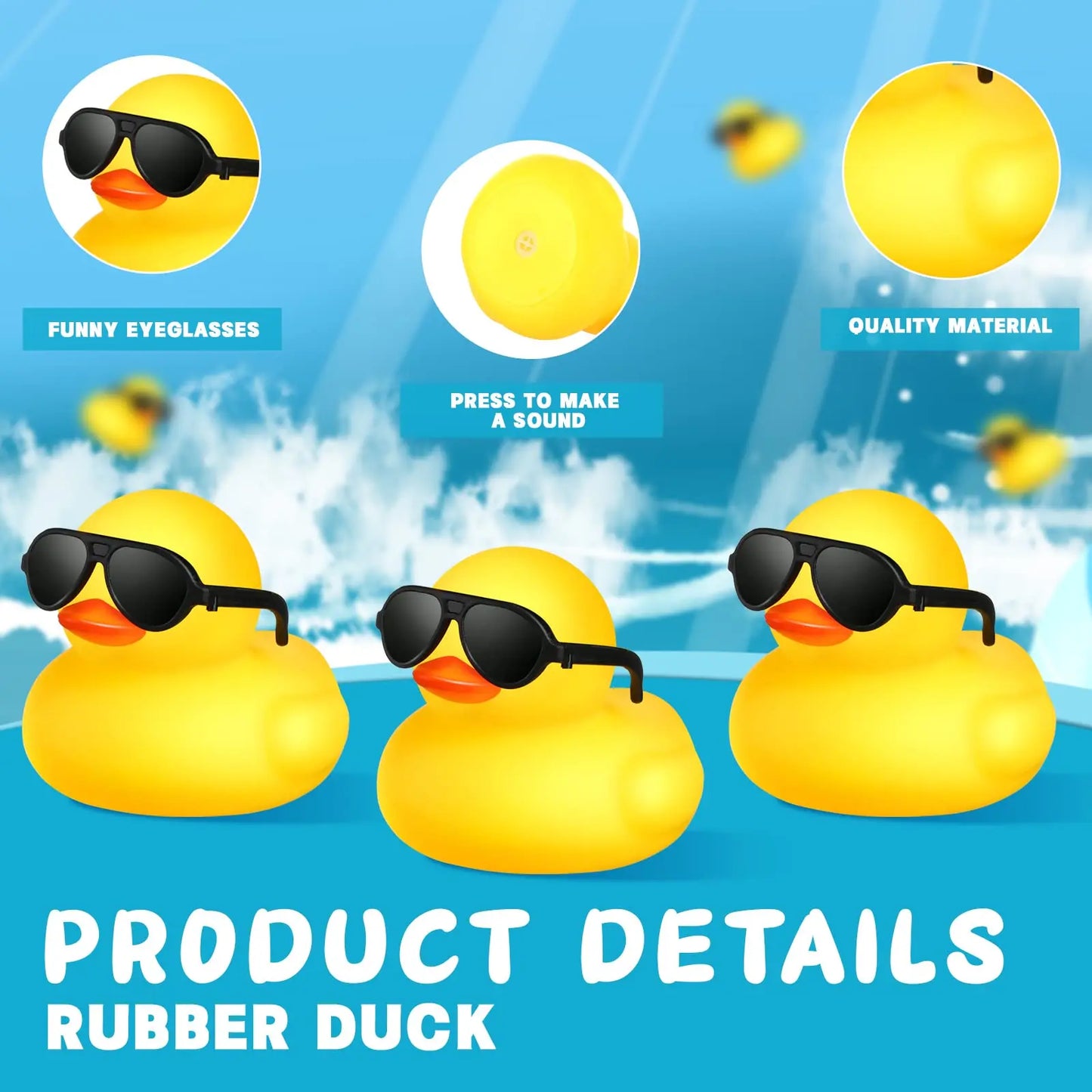 1-100pcs Yellow Mini Rubber Ducks in Bulk with Sunglasses Duck Gifts Mini Bath Ducks Small Duck Float Pool Ducks Bulk Toys