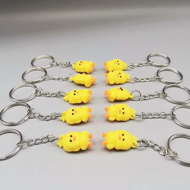Cute Little Yellow Duck Key Chain Dancing Duck Keychain Couples Women Friend Gift Bag Pendant Accessory Keyring Accessories