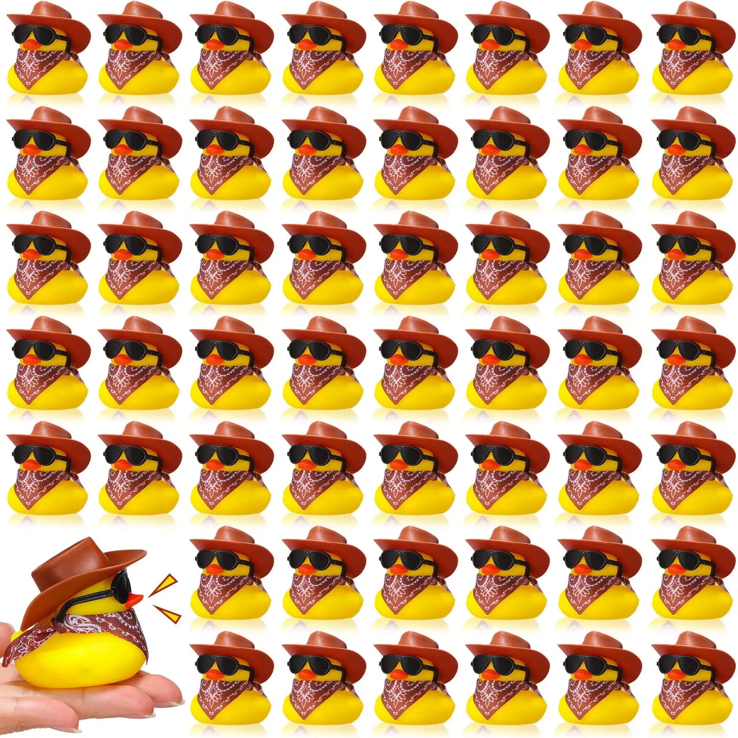6/12/24/48 Set Cowboy Rubber Duck Mini Yellow Duckies Party Toy Tiny Ducks Toy for Summer Birthday Swimming Party Favor