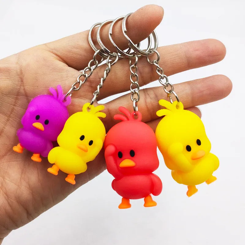 Cute Little Yellow Duck Key Chain Dancing Duck Keychain Couples Women Friend Gift Bag Pendant Accessory Keyring Accessories