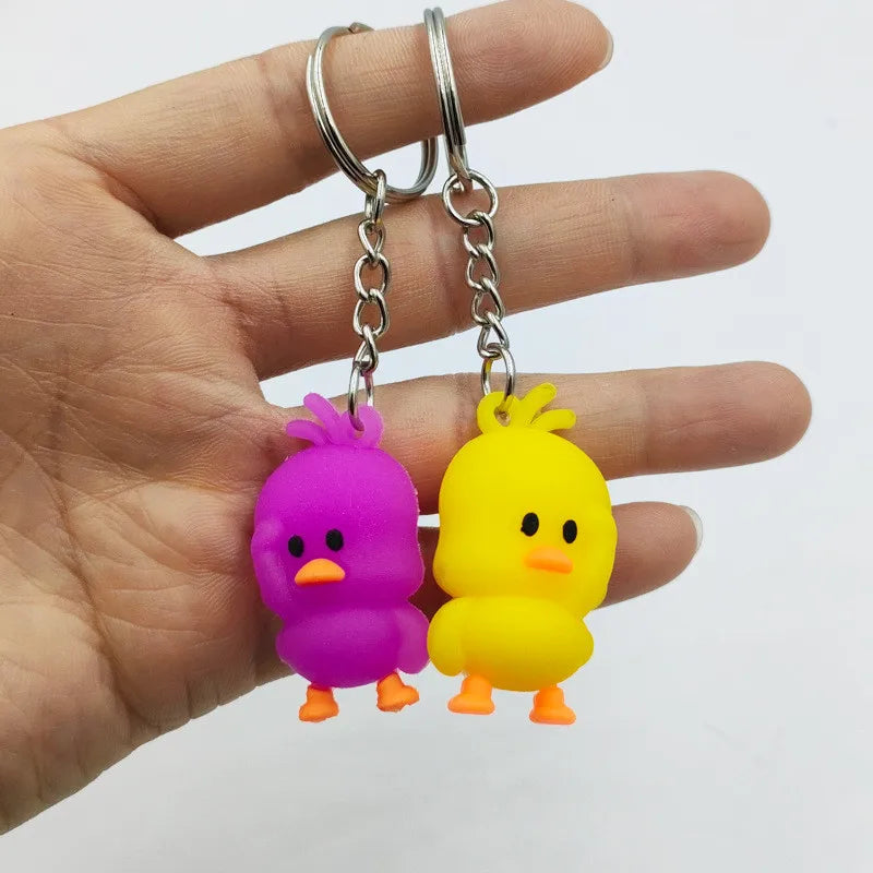 Cute Little Yellow Duck Key Chain Dancing Duck Keychain Couples Women Friend Gift Bag Pendant Accessory Keyring Accessories