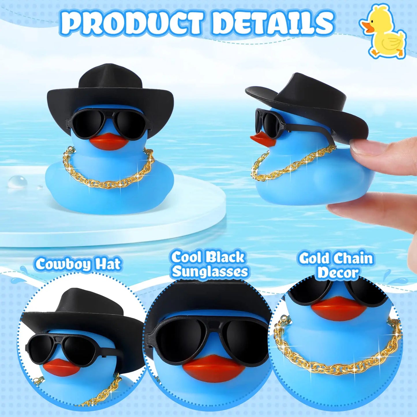 6-60 Set Blue Cowboy Rubber Duck Bulk Mini Yellow Duckies Party Tiny Ducks Toy Bandanas for Summer Shower Party Favor