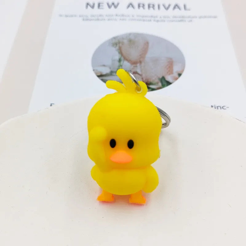 Cute Little Yellow Duck Key Chain Dancing Duck Keychain Couples Women Friend Gift Bag Pendant Accessory Keyring Accessories