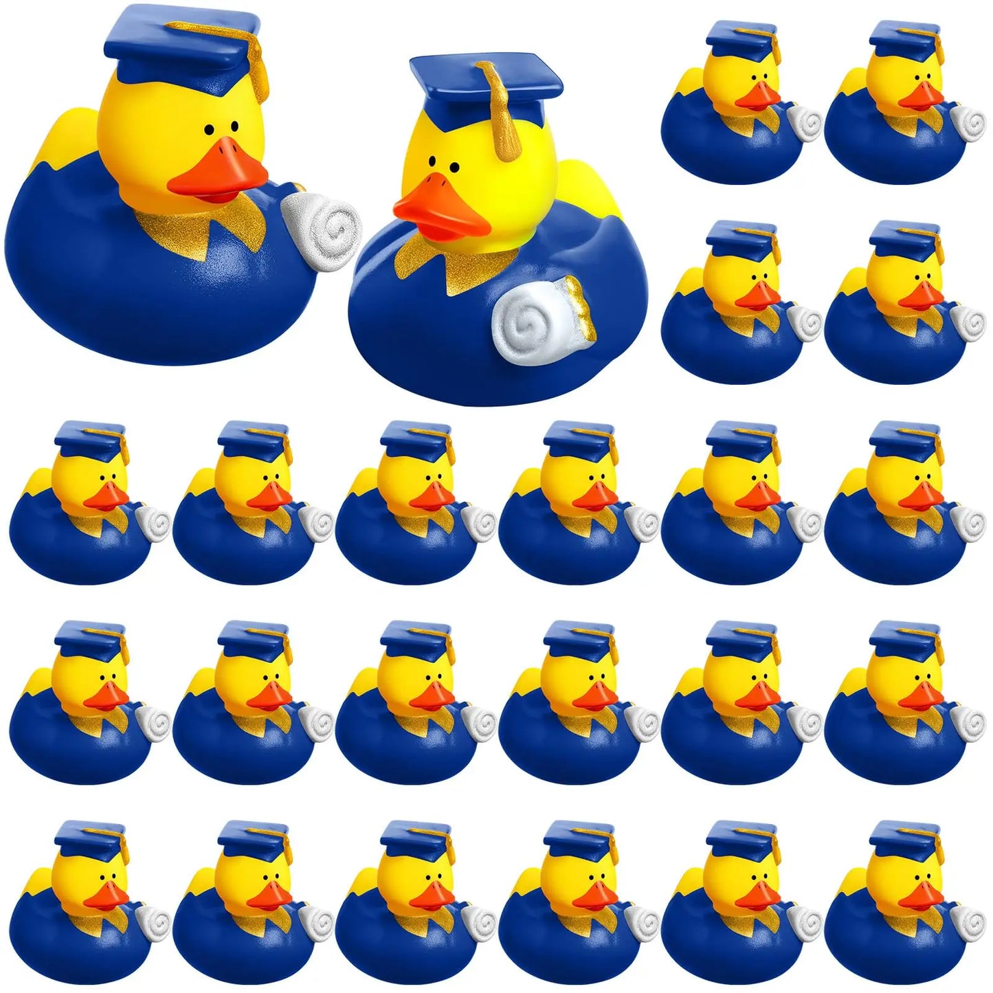 24 Pcs Graduation Rubber Ducks 2025 Grad Silicone Duck Bulk Graduation Small Rubber Animal Gift Cake Topper for Teacher