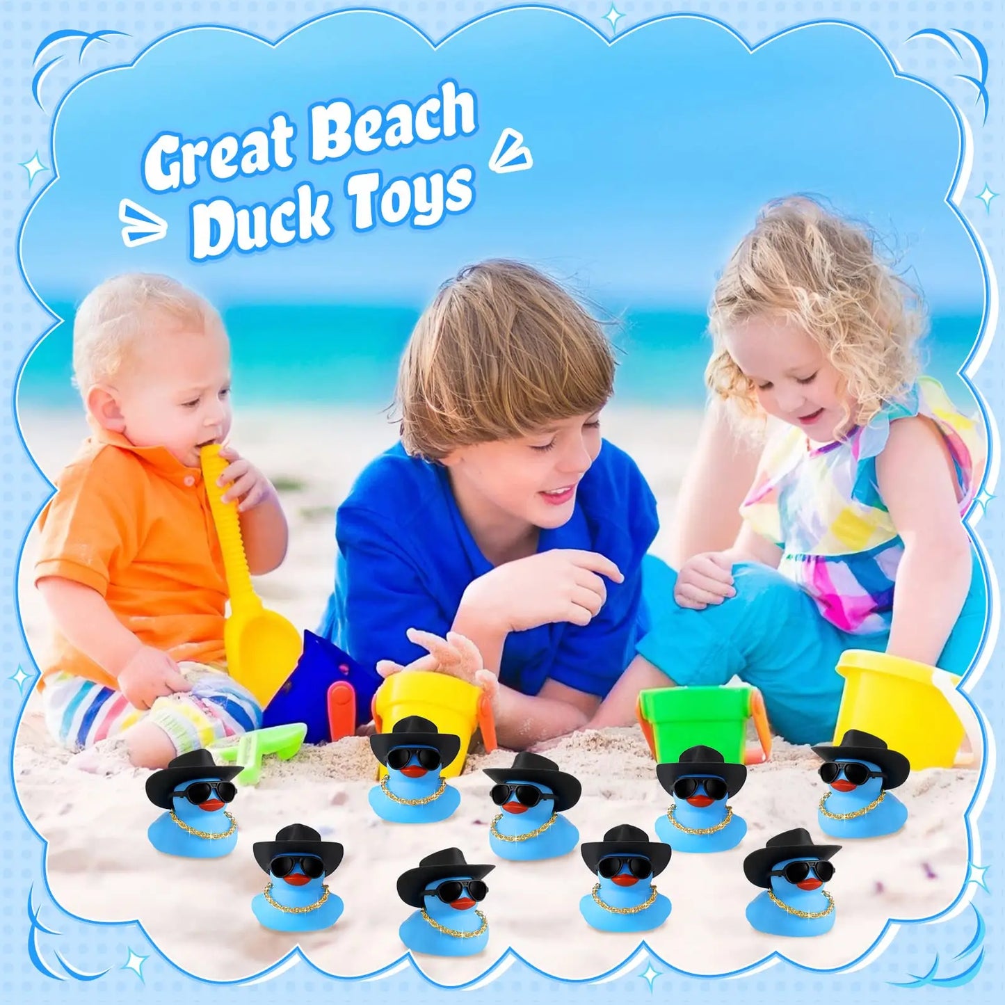 6-60 Set Blue Cowboy Rubber Duck Bulk Mini Yellow Duckies Party Tiny Ducks Toy Bandanas for Summer Shower Party Favor
