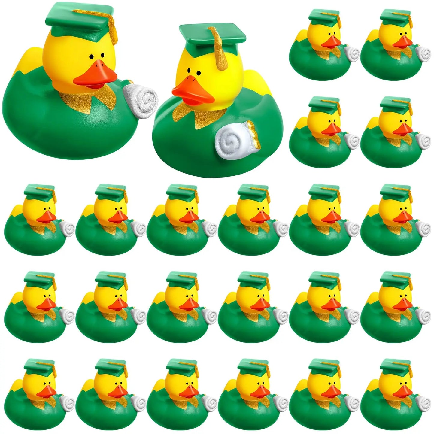 24 Pcs Graduation Rubber Ducks 2025 Grad Silicone Duck Bulk Graduation Small Rubber Animal Gift Cake Topper for Teacher