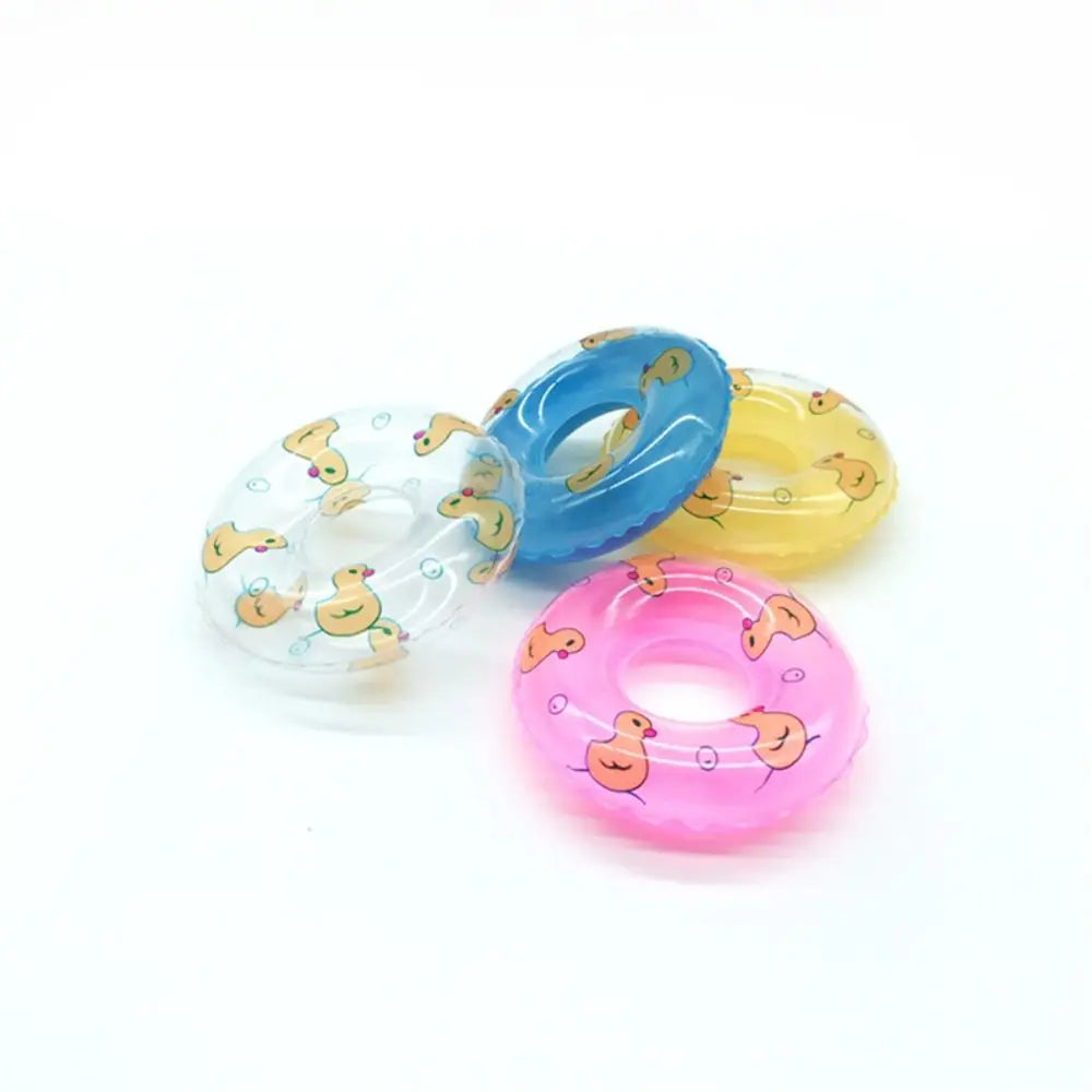 PVC Dollhouse Miniature Swimming Ring Dolls Accessories Inflatable Mini Rings Swimming Toy DIY Yellow Duck