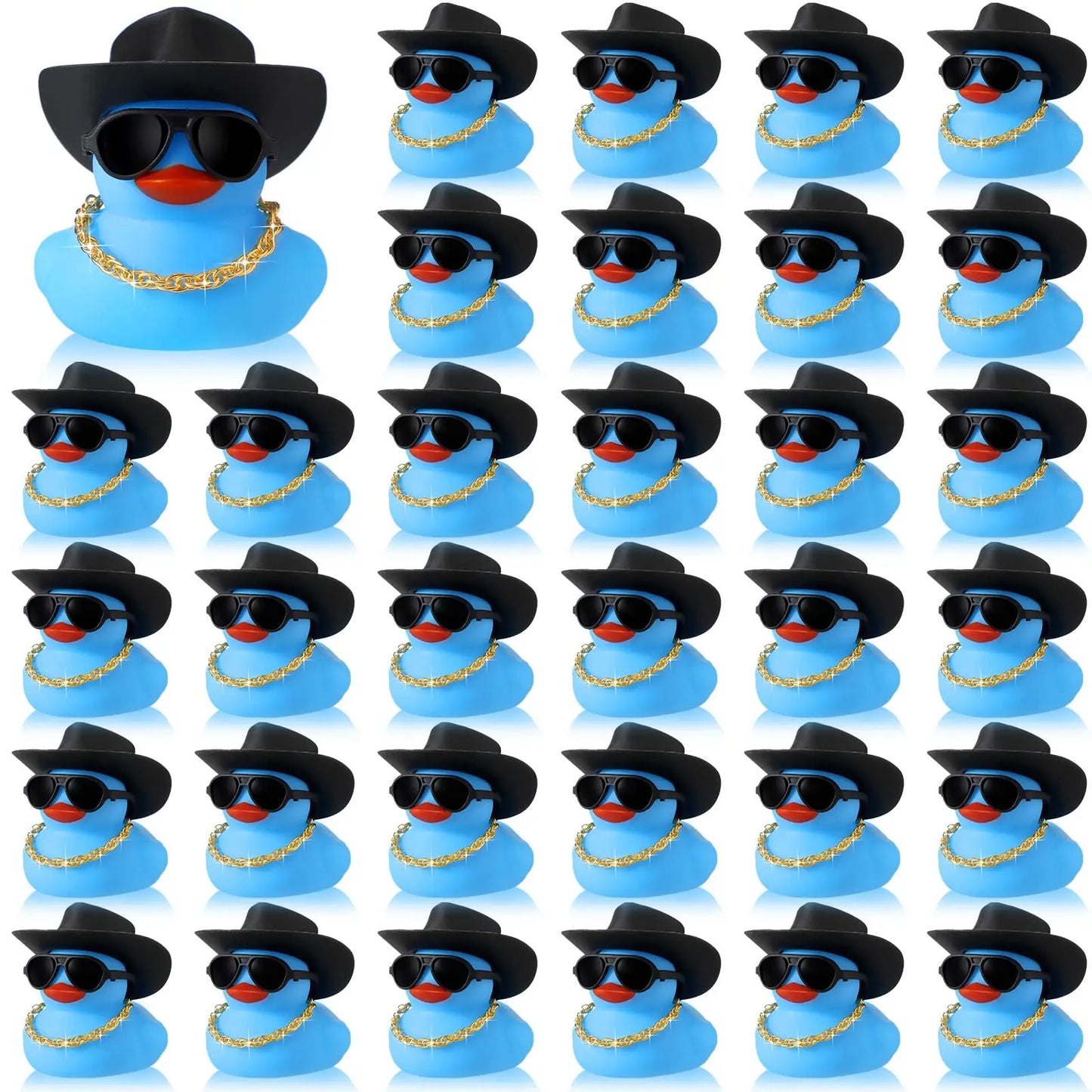 6-60 Set Blue Cowboy Rubber Duck Bulk Mini Yellow Duckies Party Tiny Ducks Toy Bandanas for Summer Shower Party Favor