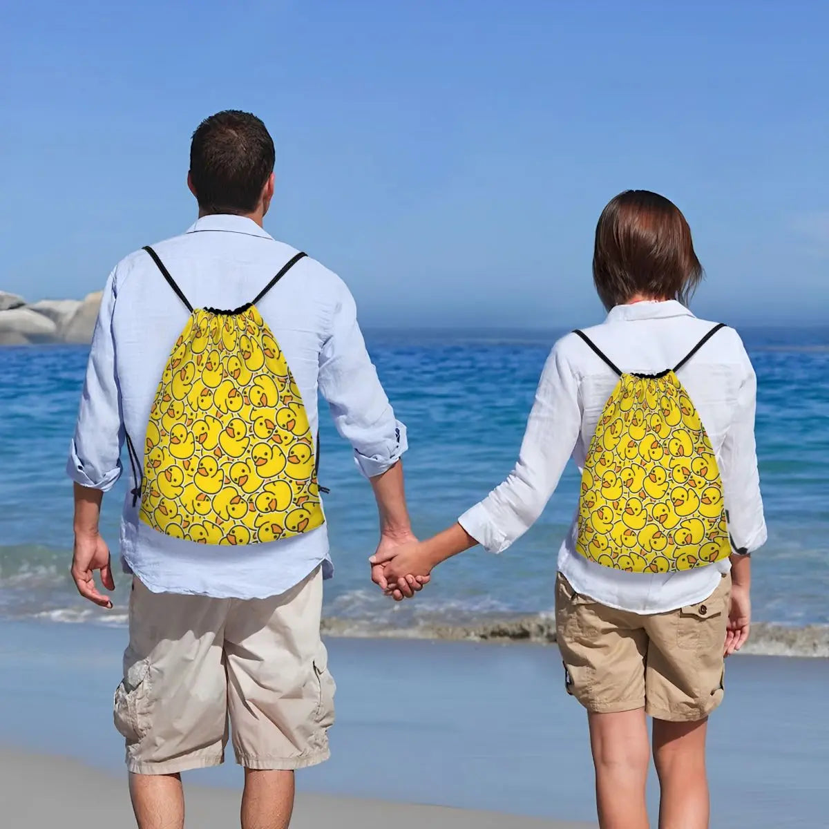 Yellow Classic Rubber Duck Backpacks Multi-function Portable Drawstring Bundle Pocket Storage Bag Book Bag For Man Woman Student