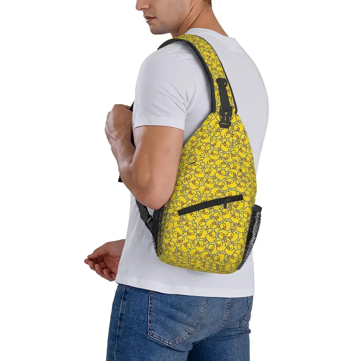 Yellow Classic Rubber Duck Chest Bag Men Sling Crossbody Backpack Chest Bag Traveling Hiking Daypack Shoulder Bag