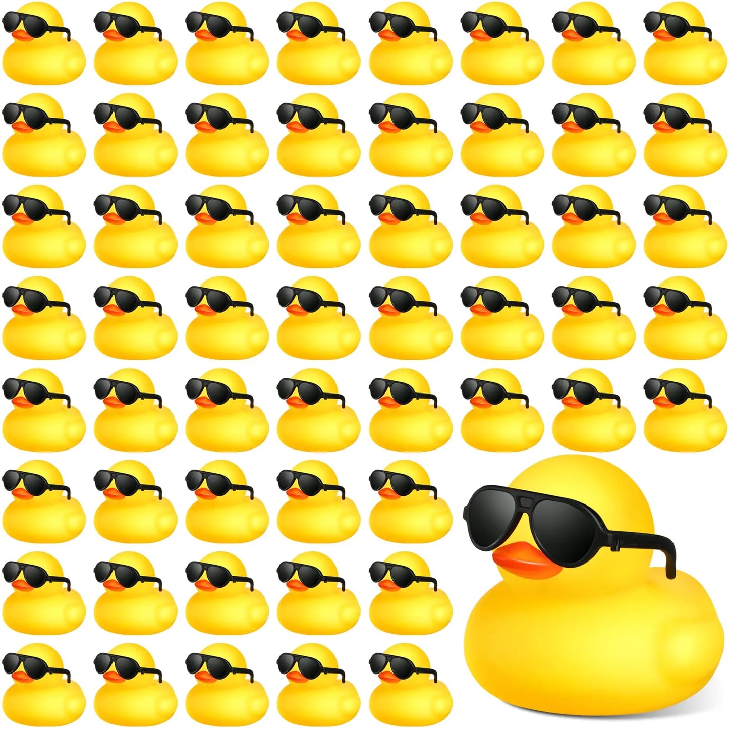 1-100pcs Yellow Mini Rubber Ducks in Bulk with Sunglasses Duck Gifts Mini Bath Ducks Small Duck Float Pool Ducks Bulk Toys