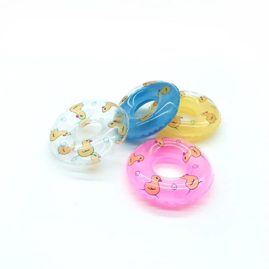 PVC Dollhouse Miniature Swimming Ring Dolls Accessories Inflatable Mini Rings Swimming Toy DIY Yellow Duck